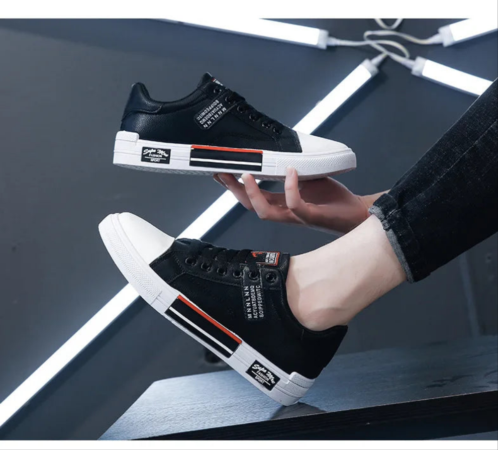 Fashion Leather Men Canvas Shoes Autumn High-Top Casual Shoes for Men Non-Slip Male Sneakers Flat Tenis Shoes Zapatillas Hombre