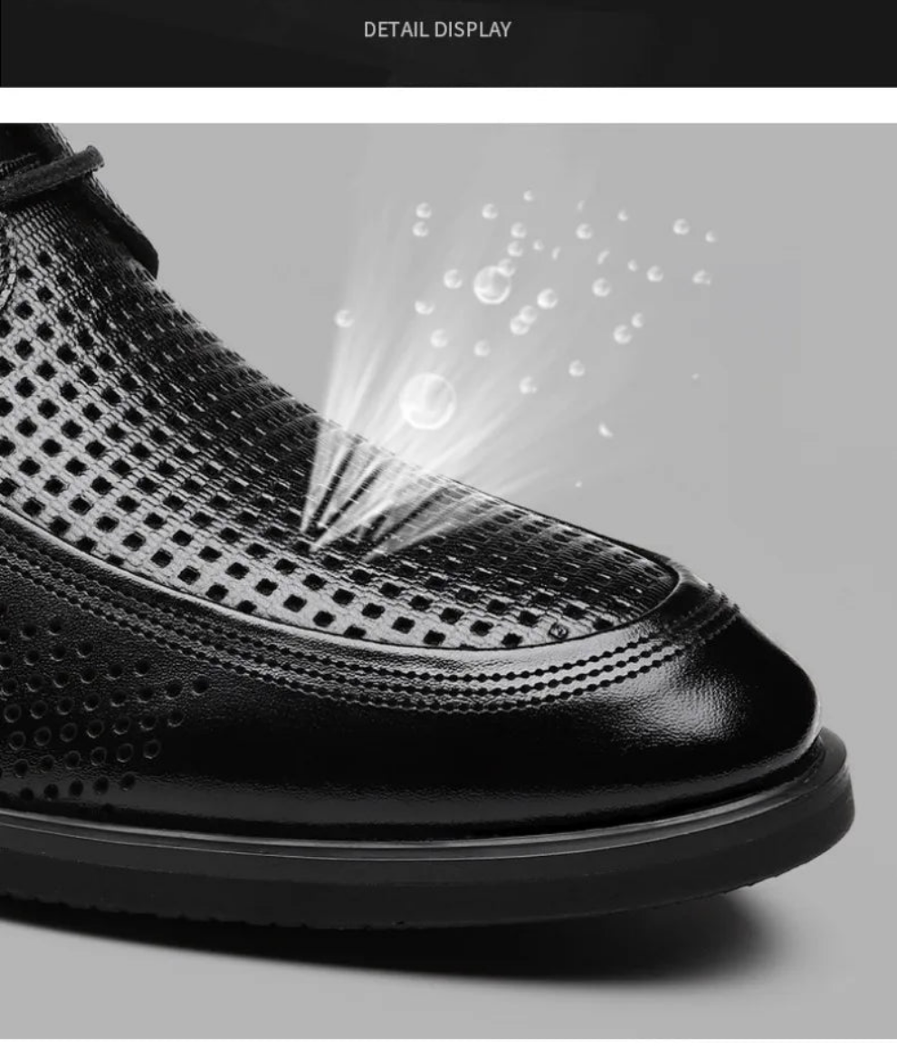 Shoes for Men Summer Breathable Hollow Out Shoe Fashion Business Dress Shoes Luxury Casual Leather Shoes for Men Loafers