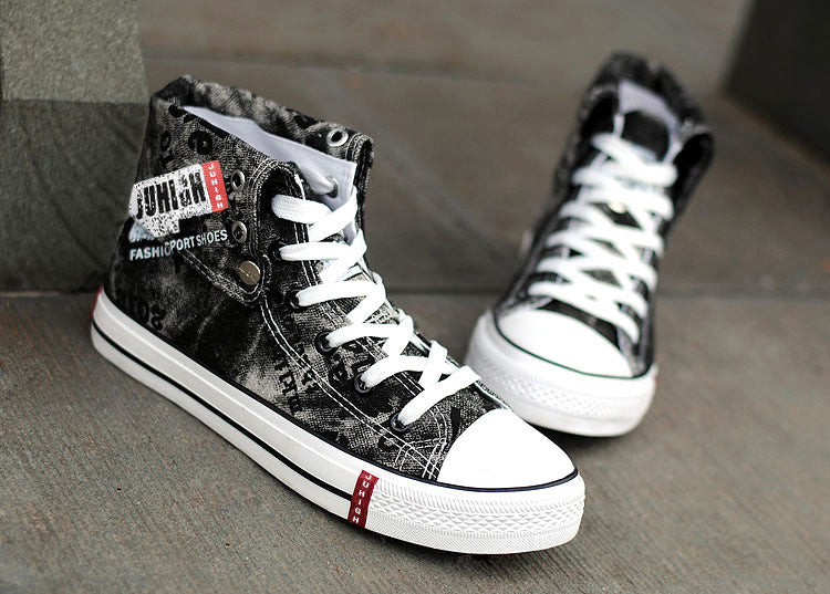 Men's Casual Shoes Blue Vulcanized Canvas Shoes for Men High Top Sports Shoes Breathable New Men Denim Shoes Zapatillas Hombre