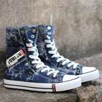 Men's Casual Shoes Blue Vulcanized Canvas Shoes for Men High Top Sports Shoes Breathable New Men Denim Shoes Zapatillas Hombre
