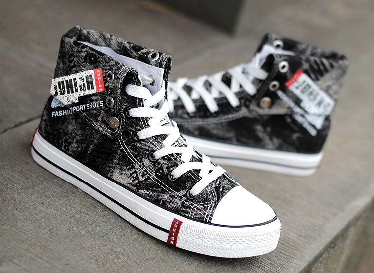 Men's Casual Shoes Blue Vulcanized Canvas Shoes for Men High Top Sports Shoes Breathable New Men Denim Shoes Zapatillas Hombre