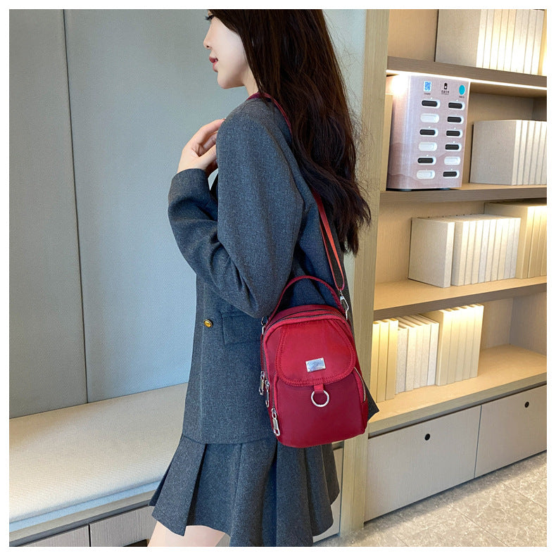 1PC Lady Casual Messenger Bag, Solid Color Multi-function Purse, Multi-layer Lightweight Oxford Handbag, Suitable for Going Out