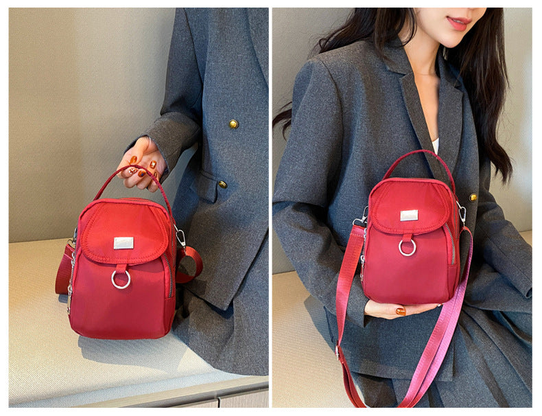 1PC Lady Casual Messenger Bag, Solid Color Multi-function Purse, Multi-layer Lightweight Oxford Handbag, Suitable for Going Out