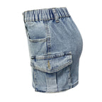 Denim Skirt Women Short Jeans Y2k Cargo Skirt Hip Wrap Elegant Splice Skirts Casual Pocket Button Streetwear Sexy Summer 2024