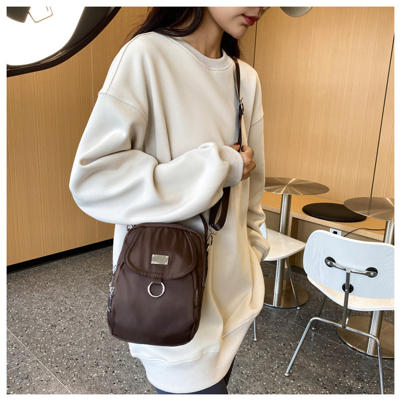 1PC Lady Casual Messenger Bag, Solid Color Multi-function Purse, Multi-layer Lightweight Oxford Handbag, Suitable for Going Out