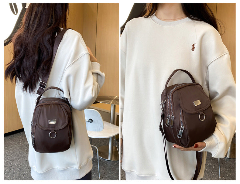 1PC Lady Casual Messenger Bag, Solid Color Multi-function Purse, Multi-layer Lightweight Oxford Handbag, Suitable for Going Out