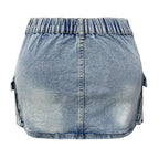 Denim Skirt Women Short Jeans Y2k Cargo Skirt Hip Wrap Elegant Splice Skirts Casual Pocket Button Streetwear Sexy Summer 2024