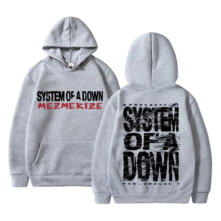 Men's Gothic Hoodies 90s Vintage Rock Band System Of A Down Mezmerize Print Hoodie Men Women Alternative Metal Music Sweatshirt