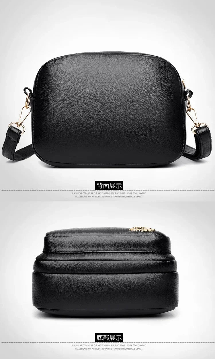 Luxury Ladies Handbag Sac High Quality Soft Leather Purse Fashion Women Shoulder Messenger Bag Multi-pocket Wear-resistant Bag