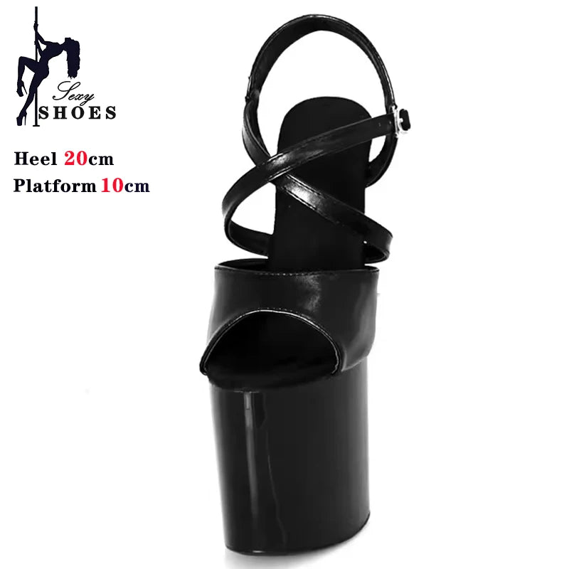 New Black Matte Stripper Shoes Woman Summer 2024 Designer Modern Sandals ultra-high heels 20cm Sexy Nightclubs Pole Dance Shoes