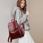 Ladies Bookbag Rucksack Women Large Capacity Backpack Purses High Quality PU Leather Female Vintage School Bags Travel Bagpack