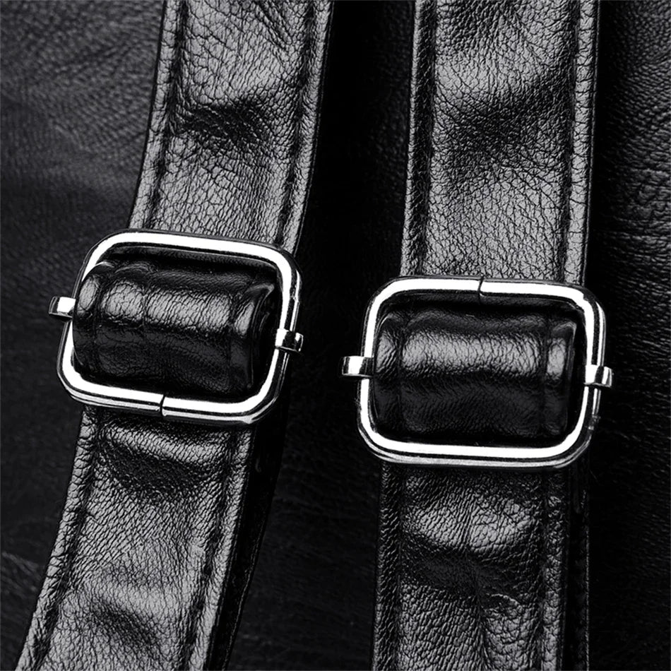 Ladies Bookbag Rucksack Women Large Capacity Backpack Purses High Quality PU Leather Female Vintage School Bags Travel Bagpack