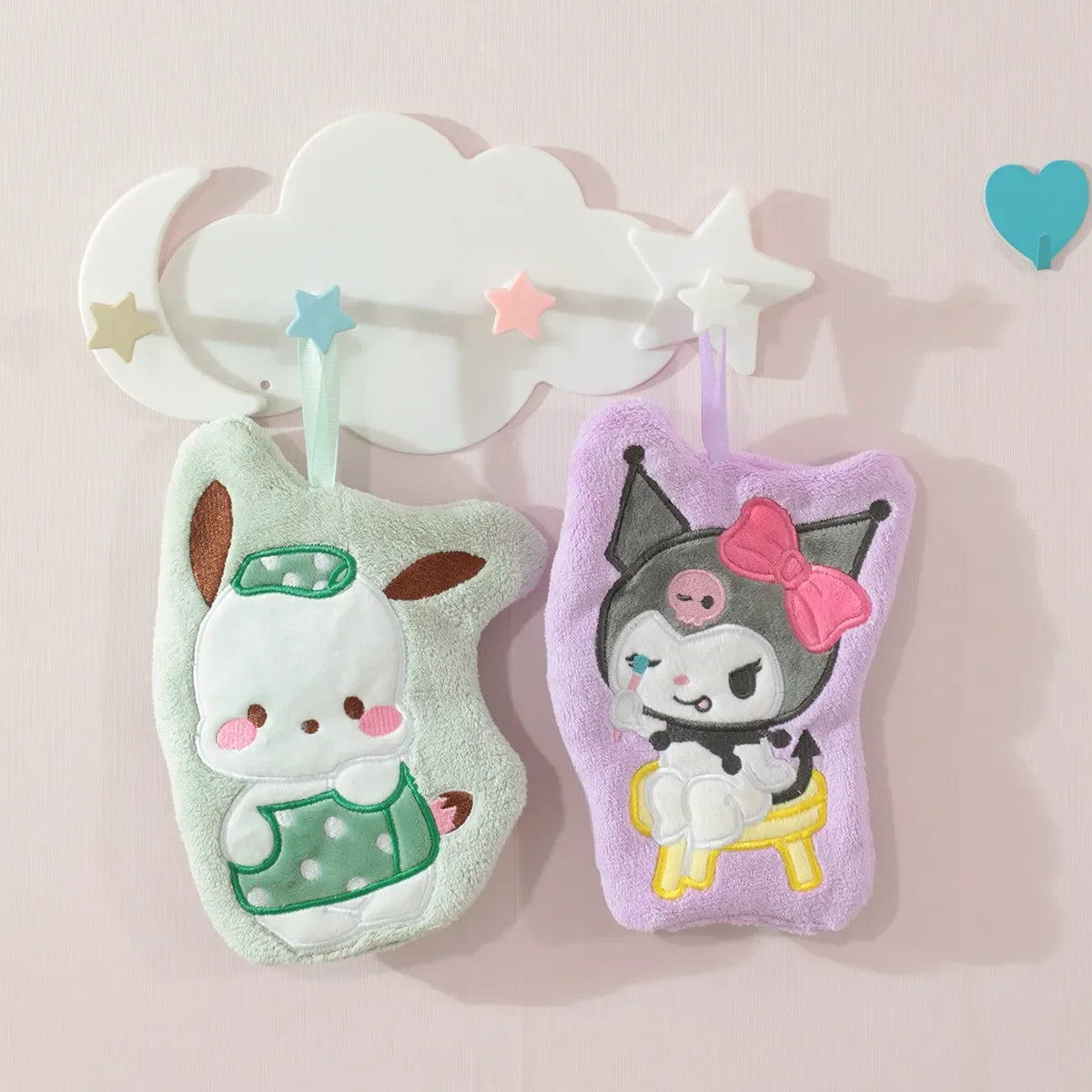 Hello Kitty Towel Kitchen Bathroom Kawaii Cinnamoroll Coral Velvet Hanging Kitchen Children's Absorbent Hand Towel Square Towel