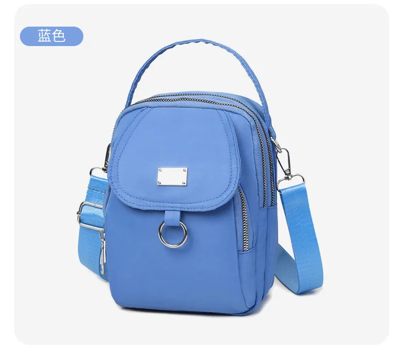 1PC Lady Casual Messenger Bag, Solid Color Multi-function Purse, Multi-layer Lightweight Oxford Handbag, Suitable for Going Out