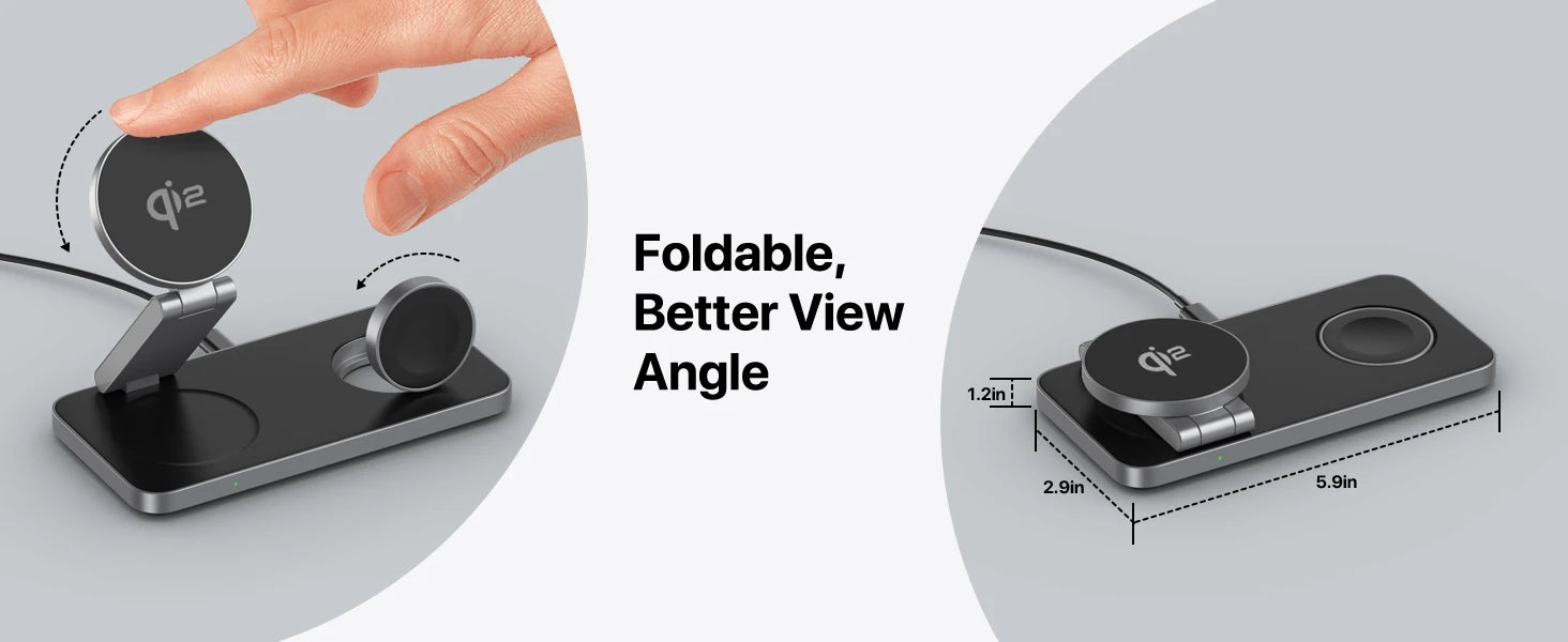 3 in 1 Qi2 Magnetic Wireless Charger For iPhone 16 15 14 13 12 Fast Charging Station For  iWatch 10 9 8 7 6 5  Airpods Pro