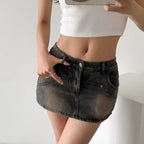 Skirts for Women Sexy Slim Solid Colour Pockets Spliced 2024 Summer Casual Femme High Waist Wrap Hip Mini Short Denim Skirt