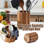 Kitchen Counter Cutlery Box Wooden circular Cooking Tool Rack Round Spatula Storage and Sorting Box Storage Bucket