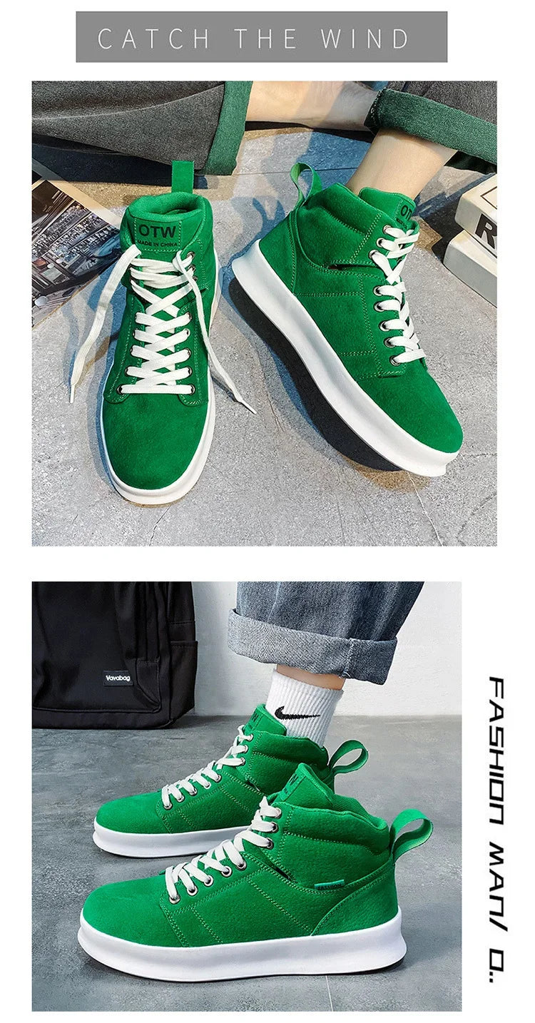 Brand High-Top Men Sneakers Microfiber Sneaker Man Platform Tennis Vulcanized Shoes Colorful Casual Original Men's Shoes 2023