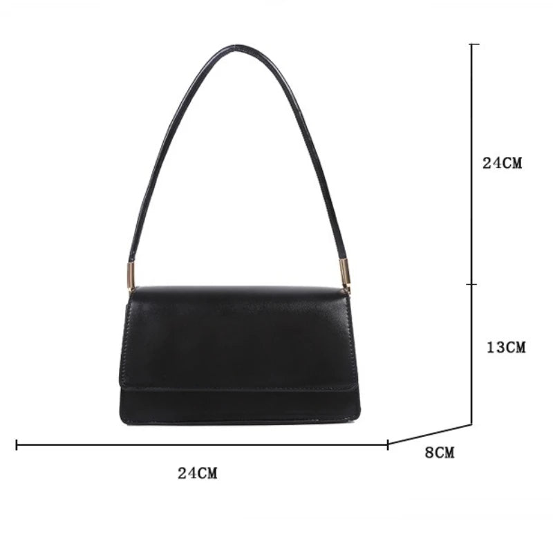 Fashionable Women Shoulder Bag PU Leather Armpit Handbag Casual Small Square Purse for Ladies Stylish Solid Color Crossbody Bag