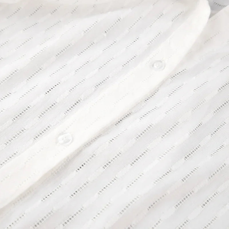 Women Jacquard Puff Sleeves Two Piece Sets for Summer Fashion Loose Shorts and Long Sleeved Shirt Outfits