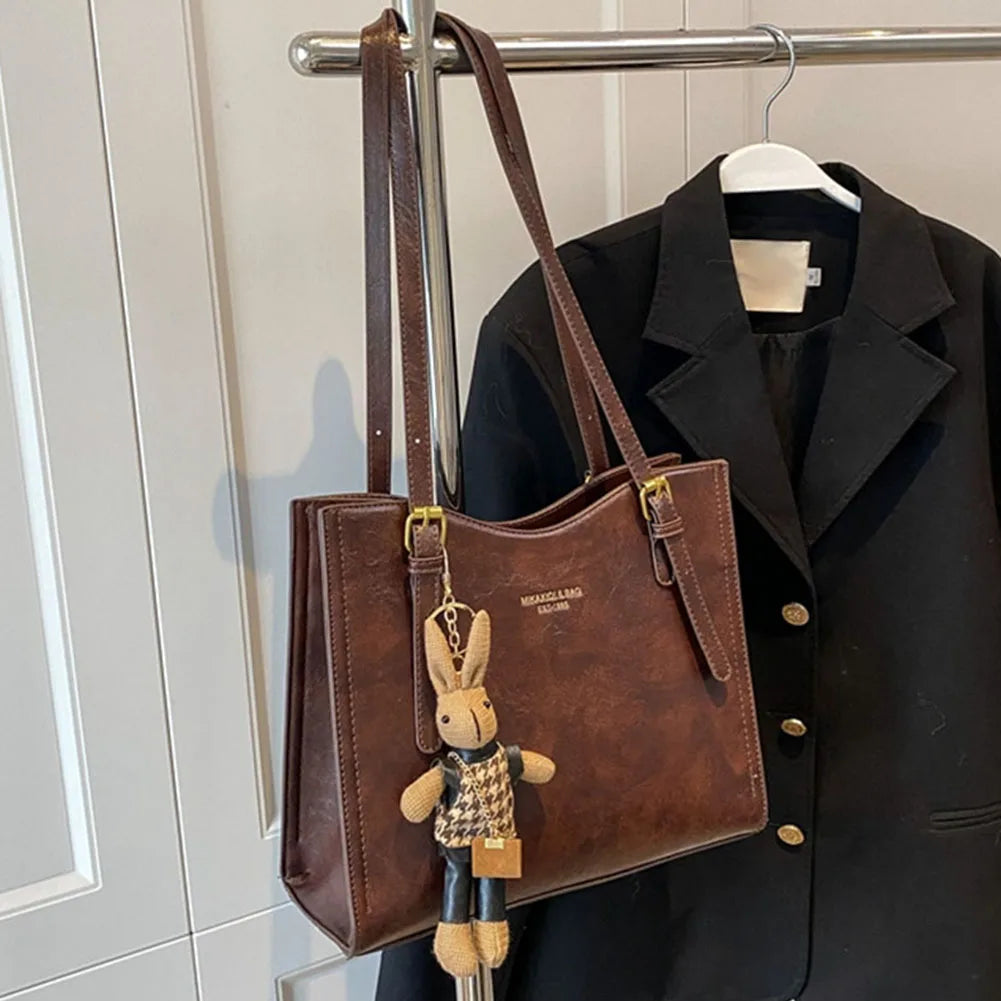 Women Vintage Shoulder Bag PU Leather Slouchy Tote Purse Large Capacity Fashion Shoulder Bag Ladies Travel Handbag