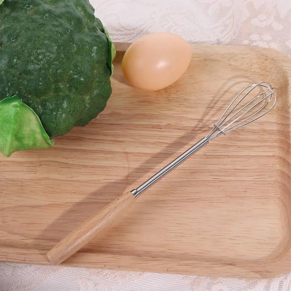 Kitchen Tools Multifunction Stainless Steel Egg Beater Wooden Handle Portable Hand Egg Beater Useful Manual Egg Beater Cooking