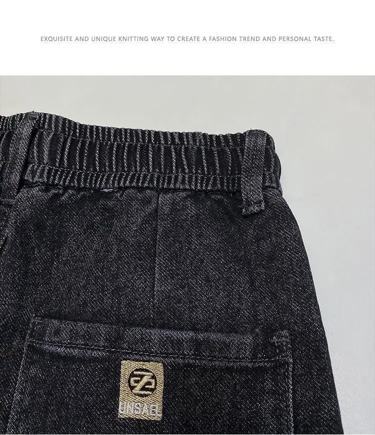 Harajuku Fashion Men's Printed Cargo Vintage Harem Pants Elastic Waistband Baggy Jeans for Casual Spring and Autumn Denim Pants