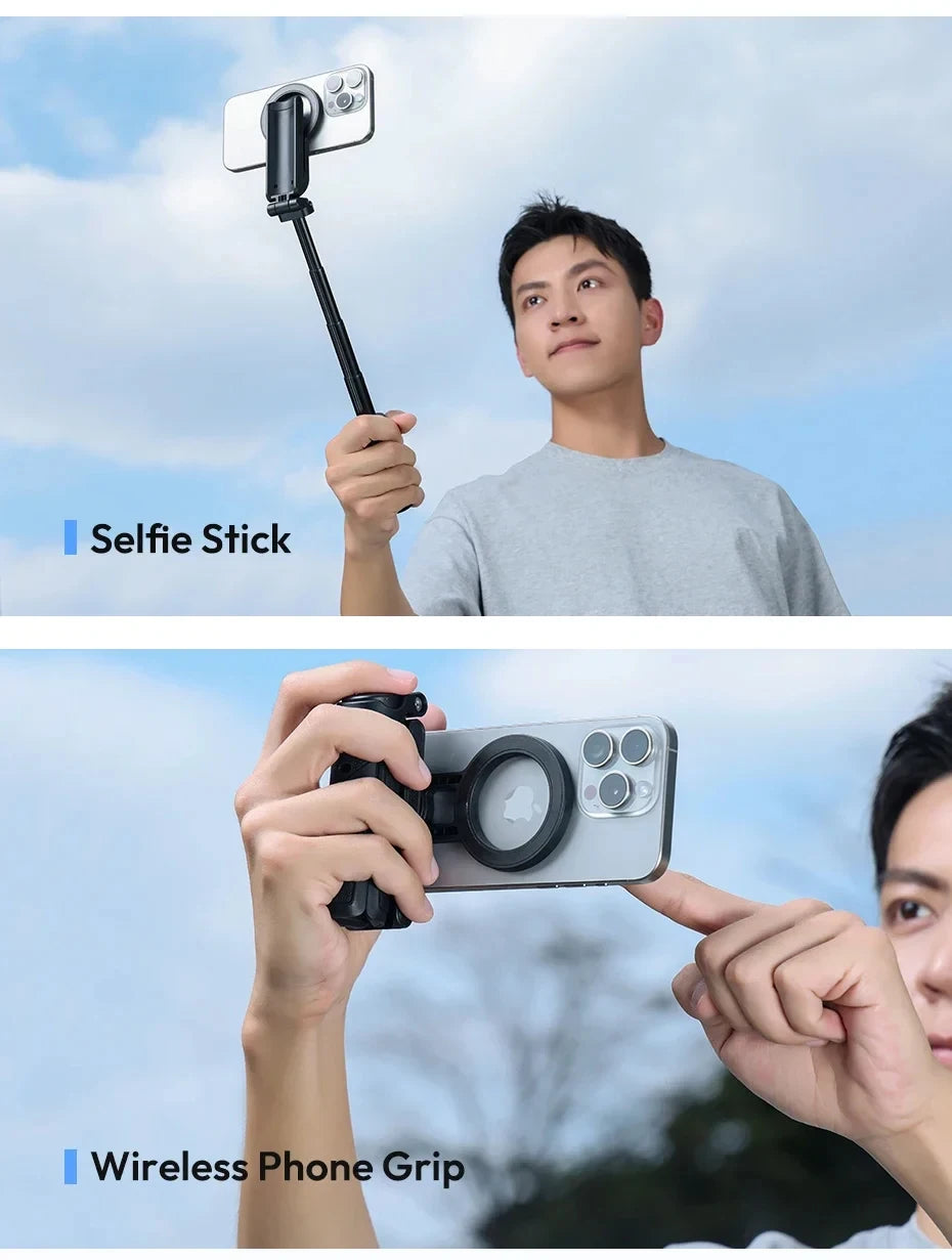Magnetic Phone Tripod Wireless Phone Grip Selfie Stick Desktop Tripod for iPhone 16 15 14 13 12 Pro Max For Samsung phone holder