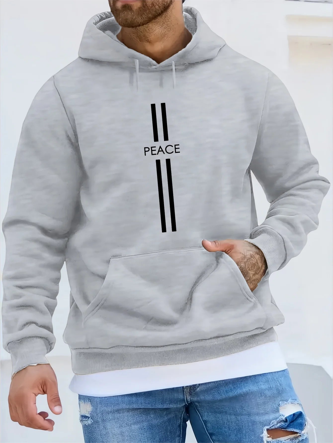 Men's Hoodie - Casual Pullover with Kangaroo Pocket, Long Sleeve, Letter Print Design - Perfect Autumn & Winter Fashion Gift