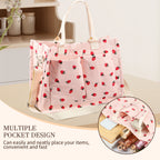 Tote Bag Cute Strawberry Patched Purse for Women Fabric Large Capacity Tote Purse Enduring Tote Bag with Adjustable Shoulder