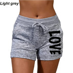 Summer Shorts women's love printed quick drying shorts YOGA SHORTS women's leisure sports fitness shorts high waist drawstring e