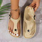 Ladies' EVA casual simple buckle flat heel set with clip on feet flip flops in large size
