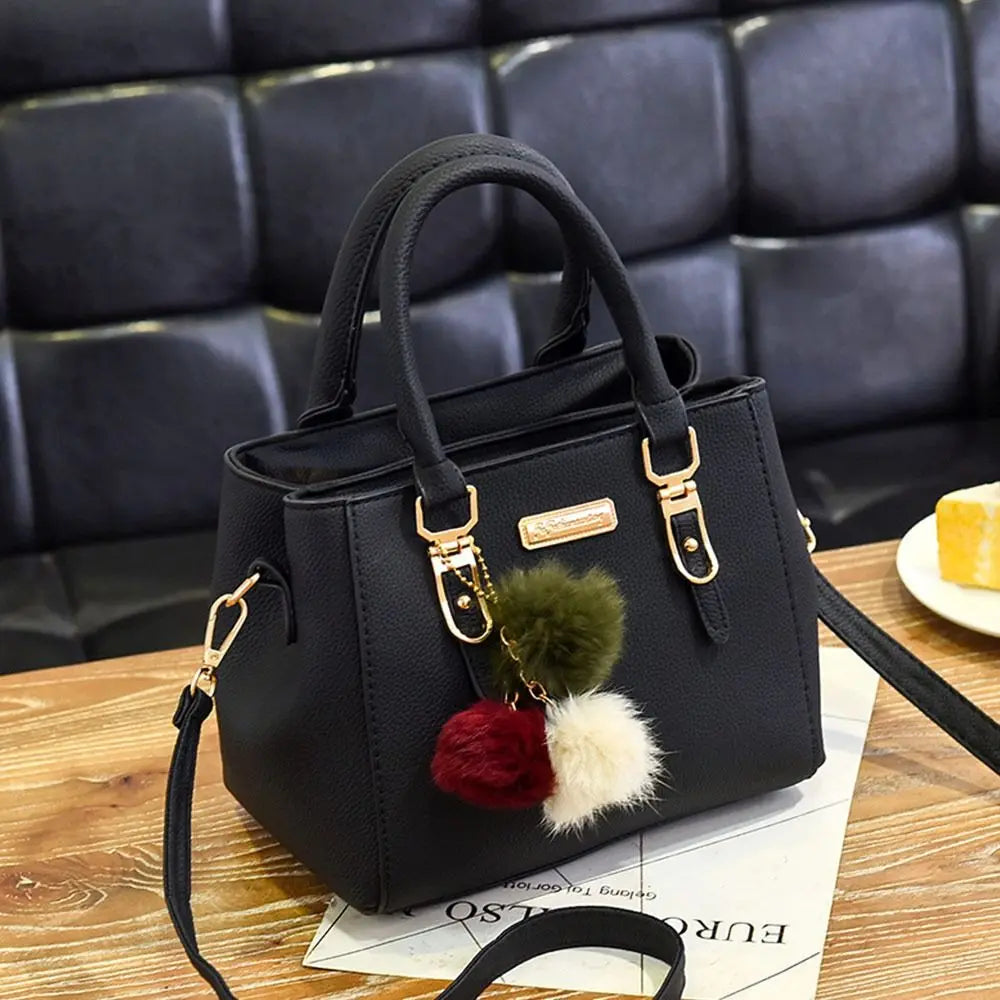 PU Leather Ladies HandBags Women Vintage Purse Plush Tassel Messenger Bags Tote Boston Shoulder Crossbody Bag Large Capacity