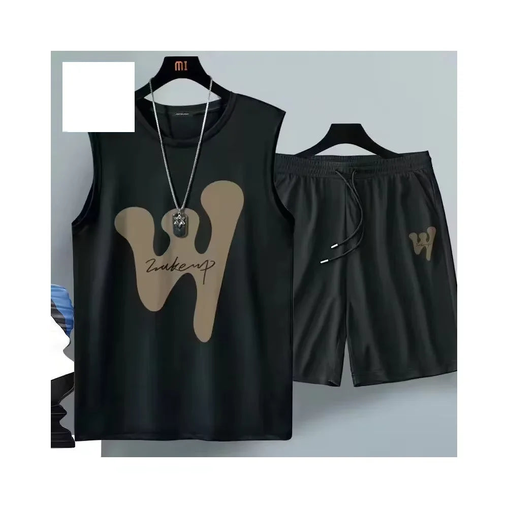 Men's quick drying pants Summer Basketball shorts Gym Short Sleeve T-shirt Shorts Set Tracksuits Men Casual Men Clothing Joggers