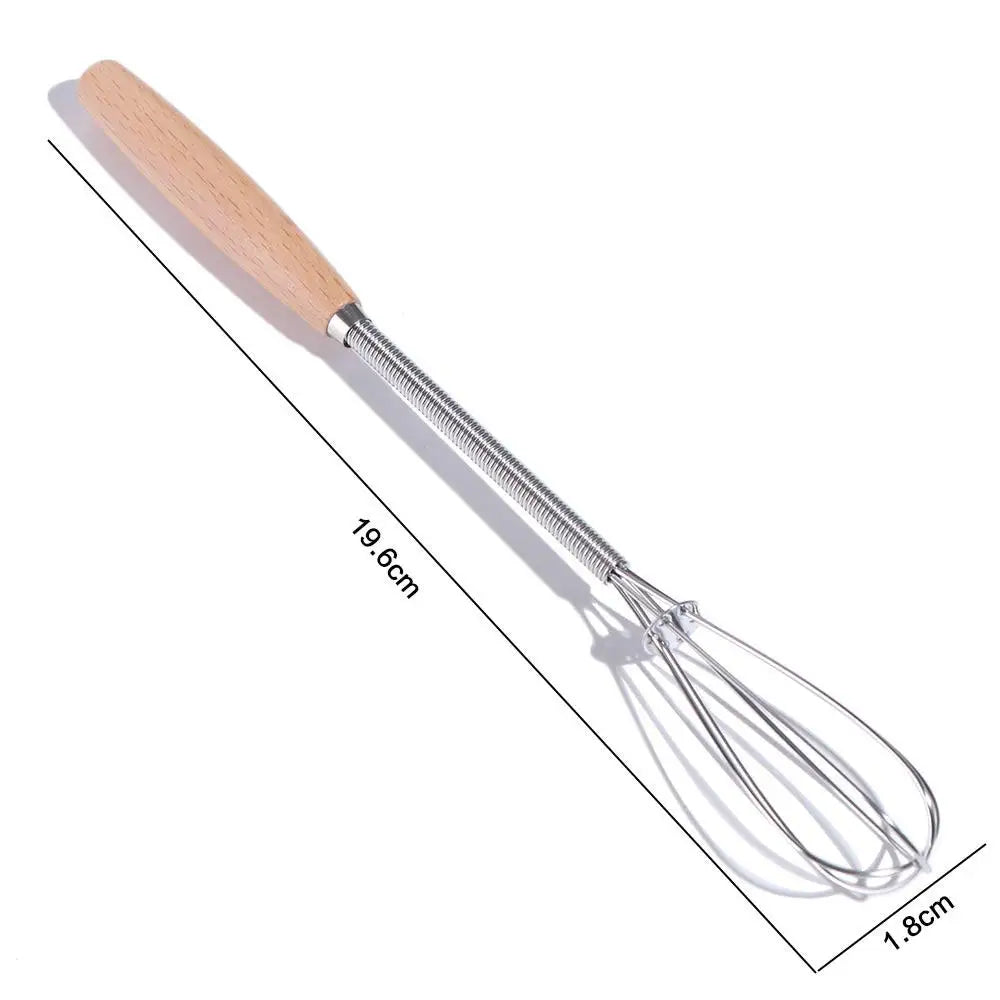 Kitchen Tools Multifunction Stainless Steel Egg Beater Wooden Handle Portable Hand Egg Beater Useful Manual Egg Beater Cooking