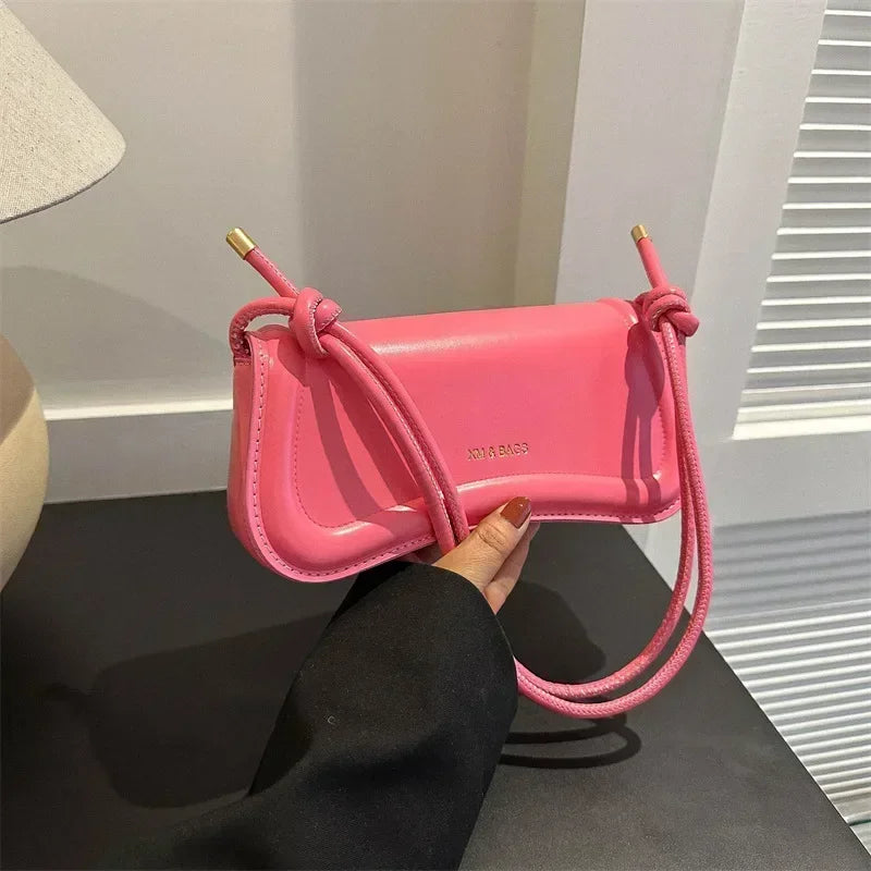 Ladies Shoulder Crossbody Bags  Women Underarm Bags Solid Color Small Top-handle Bags Purse Female Daily Handbags PU Leather