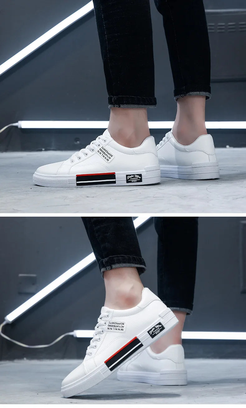 Fashion Leather Men Canvas Shoes Autumn High-Top Casual Shoes for Men Non-Slip Male Sneakers Flat Tenis Shoes Zapatillas Hombre