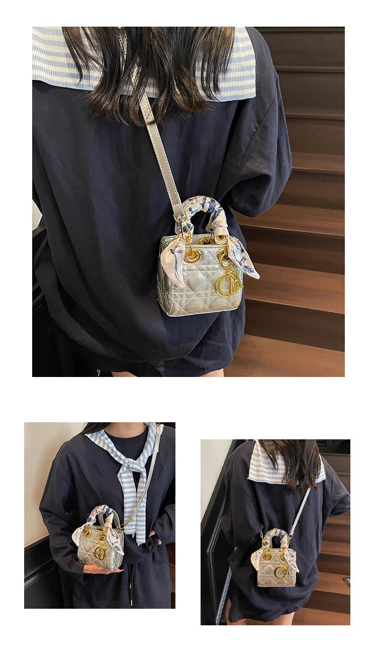 2025 Quilted Lady Dior Style Purse, Luxury Mini Chain Crossbody Shoulder Handbag