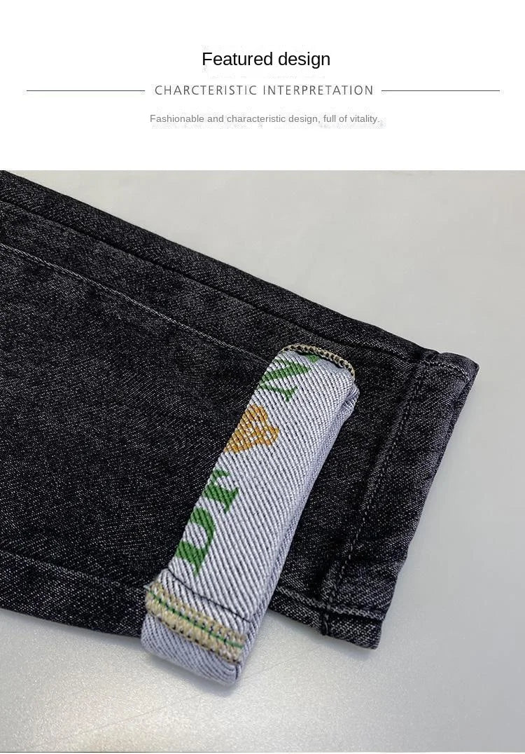 Harajuku Fashion Men's Printed Cargo Vintage Harem Pants Elastic Waistband Baggy Jeans for Casual Spring and Autumn Denim Pants