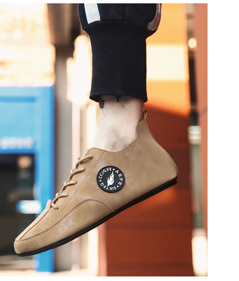 MAEDEF Men's Loafers Lightweight Driving Casual Thin Bottom Flats Shoes Soft Sole Comfortable Non Slip Lace-up Walking Shoes Men