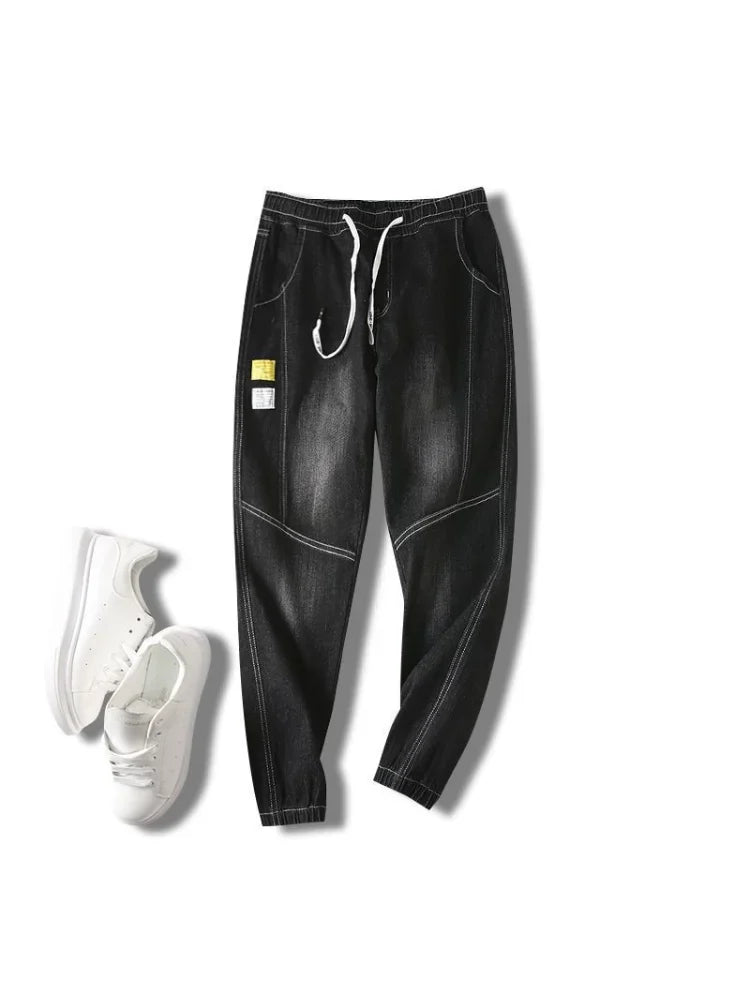 Jeans For Man Clothes Straight Baggy Wide Leg Casual Oversize Pants Vintage Korean Streetwear Tapered Embroidered Trousers