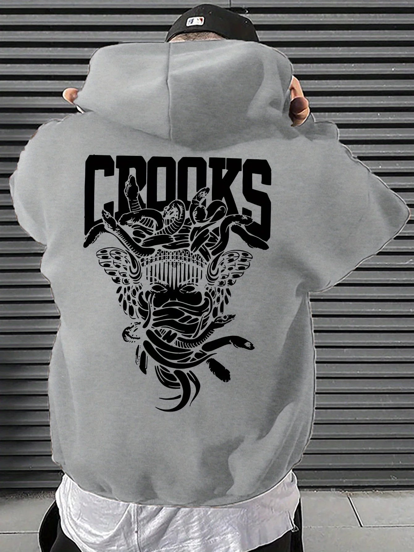 2025 Classic Vintage Men's Dark Pattern Printed Hoodie Fashion Loose Casual Autumn/Winter Pullover Strap