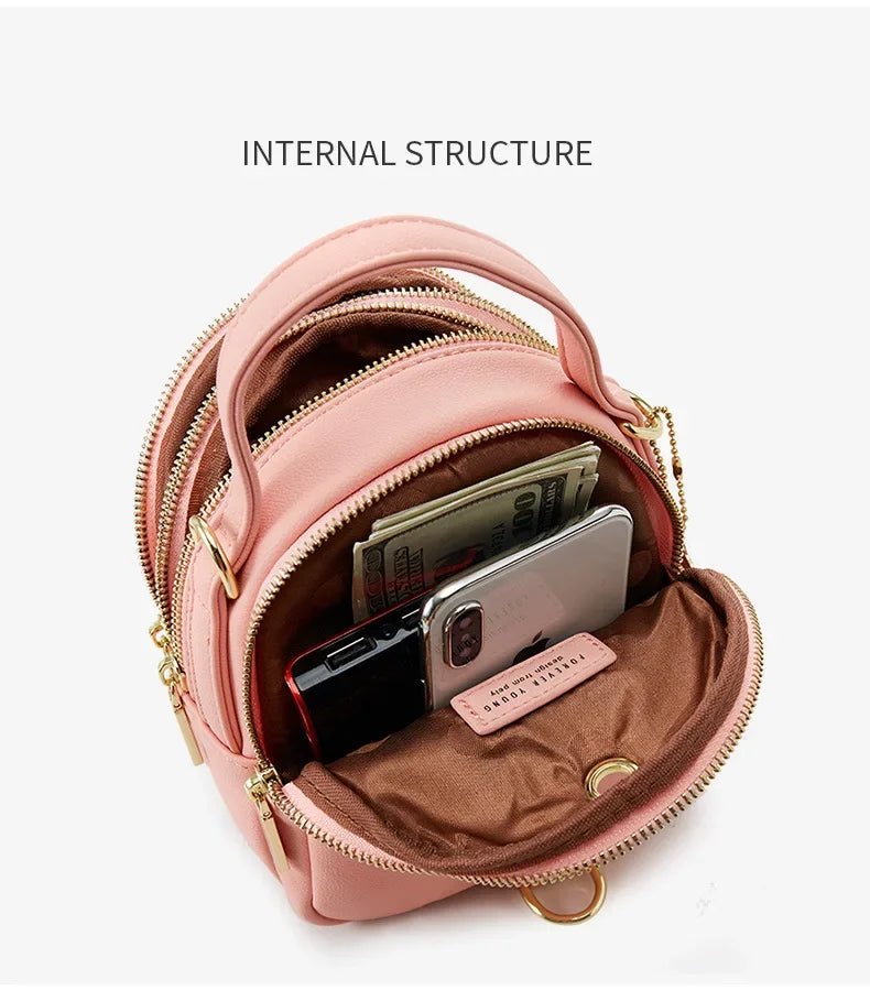Mini Backpack Purse for Women Ladies Tote Multi-Function Luxury Shoulder Bag Solid Color Ladies Casual Bag Women's Backpack