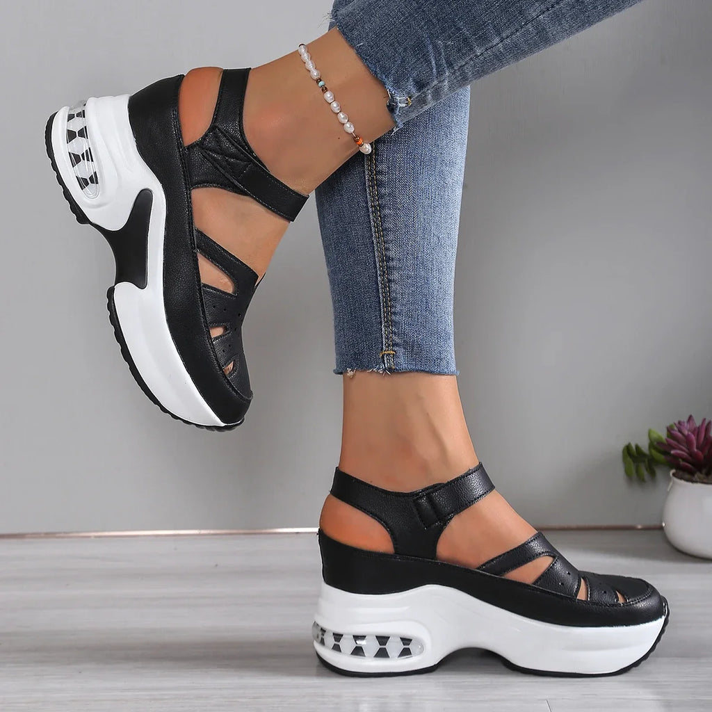 Women's Fashion Super High Heels Platform Sandals 2025 Summer Solid Wedge Shoes for Women New Closed Toe Casual Sandals Female