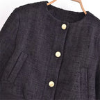 UNIZERA 2025 Autumn/Winter New Women's Wear New Fashion Style Versatile Round Neck Textured Short Jacket Coat