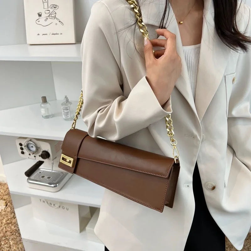 PU Leather Shoulder Bag for Women, Ladies' Purse, Rectangle, Solid, Female Handbag, High Quality, Klein Blue, Underarm, Fashion