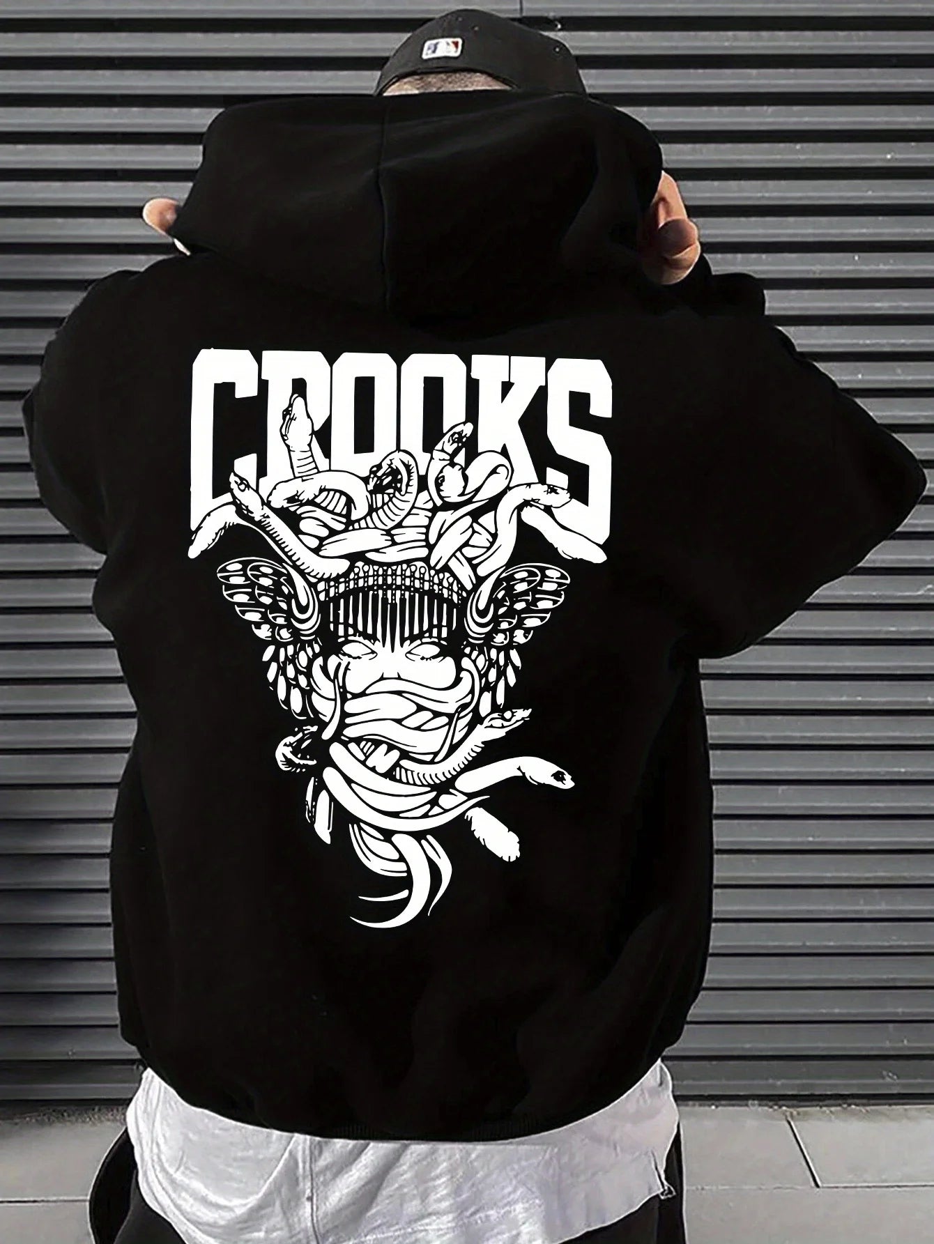 2025 Classic Vintage Men's Dark Pattern Printed Hoodie Fashion Loose Casual Autumn/Winter Pullover Strap