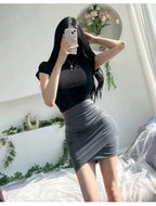 Female Streetwear Basics Versatile Tops Women Sexy Turtleneck Short Sleeve T-Shirts Solid Slim Fit Summer Causal Tees Shirts