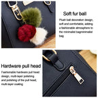 PU Leather Ladies HandBags Women Vintage Purse Plush Tassel Messenger Bags Tote Boston Shoulder Crossbody Bag Large Capacity