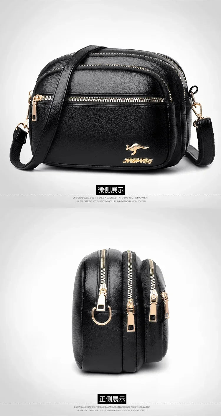 Luxury Ladies Handbag Sac High Quality Soft Leather Purse Fashion Women Shoulder Messenger Bag Multi-pocket Wear-resistant Bag